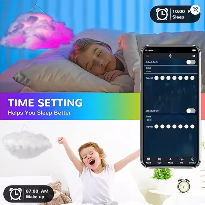 LED 3D Lightning Cloud Light Bluetooth Voice Control Remote USB Plug Dimmable Mood Decorative Night Light for Game Room
